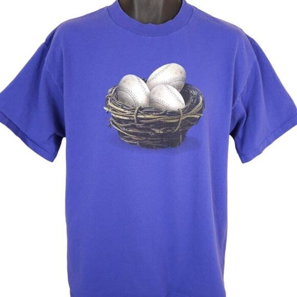 Vintage Softball T Shirt Mens Size Large Blue 90s Chicks Were Born To Play USA - Picture 2 of 8